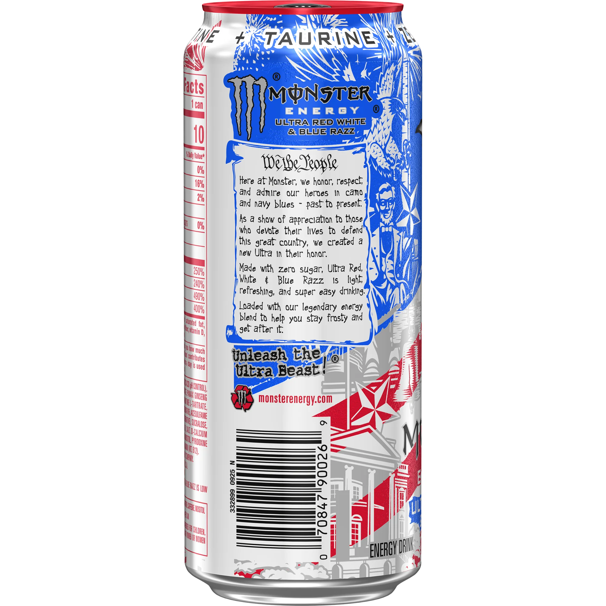 Monster Energy Ultra Red White & Blue Razz (24 x 0,473 Liter blik USA) - Image 2